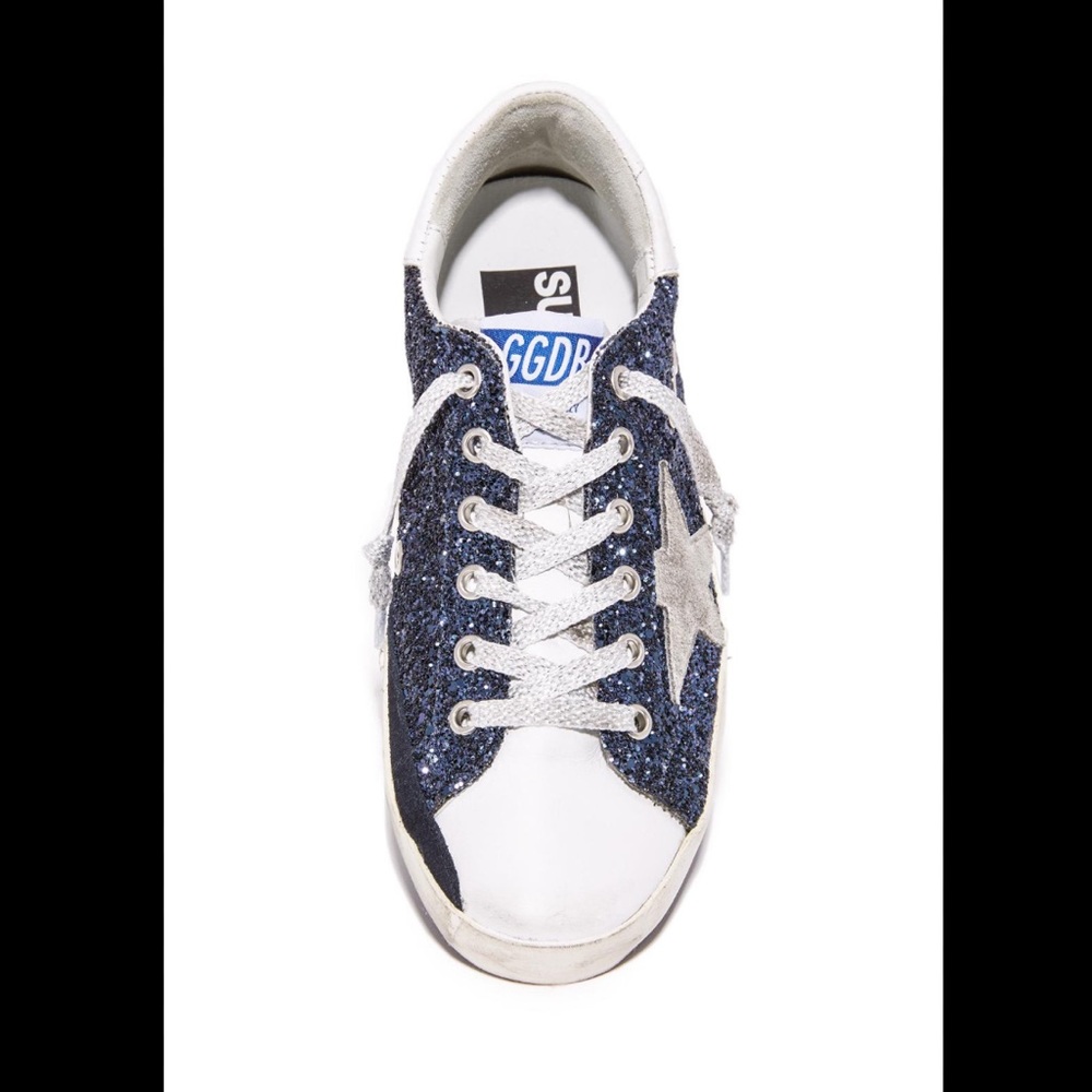 Women's Blue Superstar Golden Goose Glitter Sneakers!!